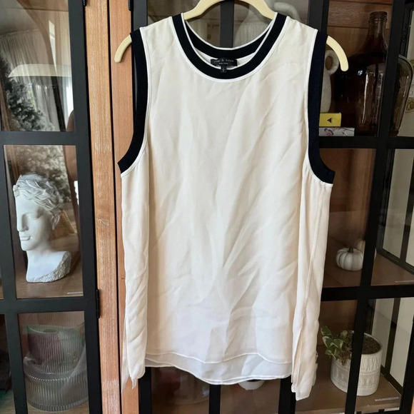 White Rag Top rag & bone | Tops | Rag Bone Silk Blouse Tank Top Contrast Trim Rib ...
